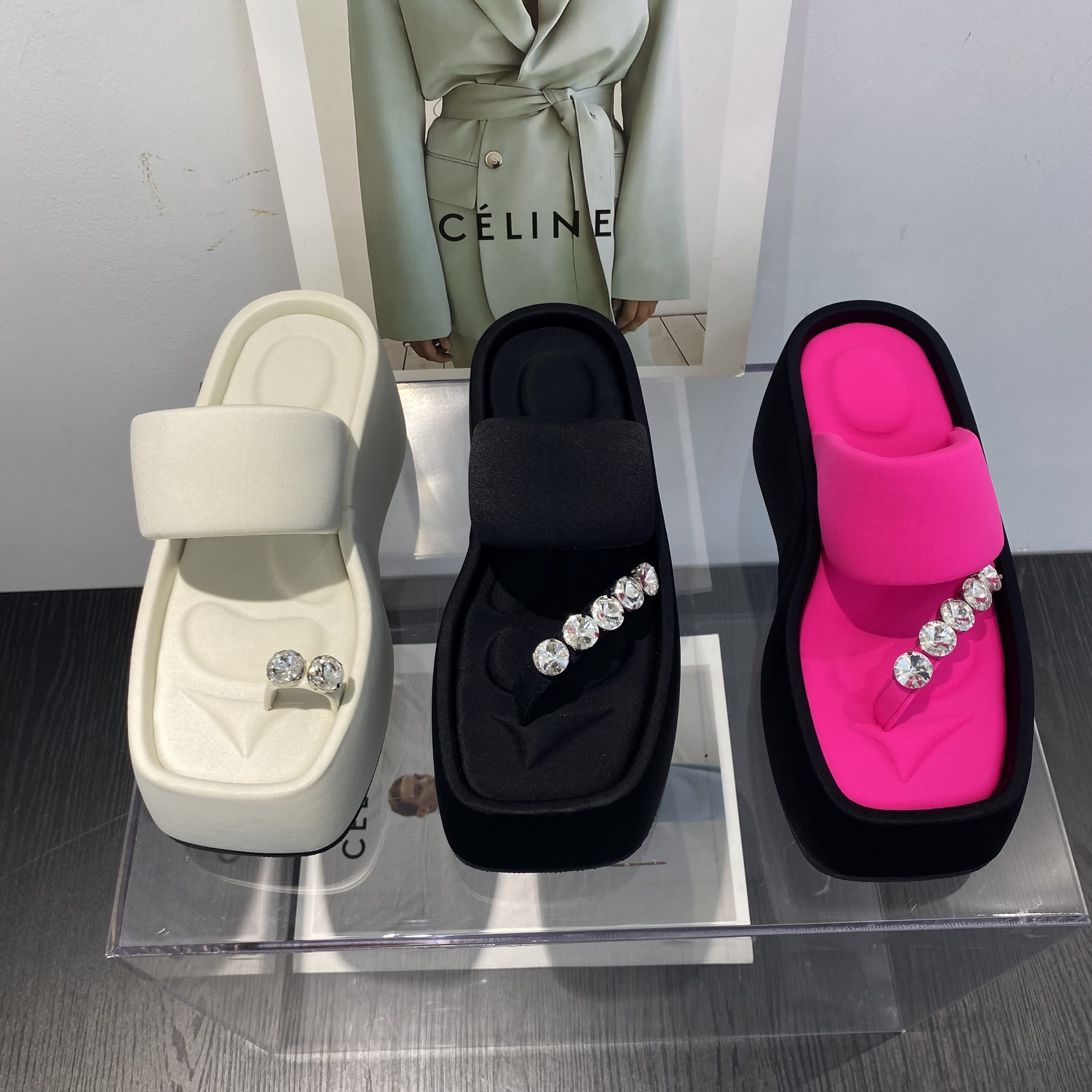 2023 Summer Street Style Chunky Sole Women’s Slippers High Heel Platform Slide Sandals with Letter Strap – Style 8ff9be