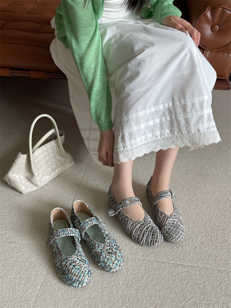 2026 Spring Summer New Hollow Woven Flat Shoes for Women