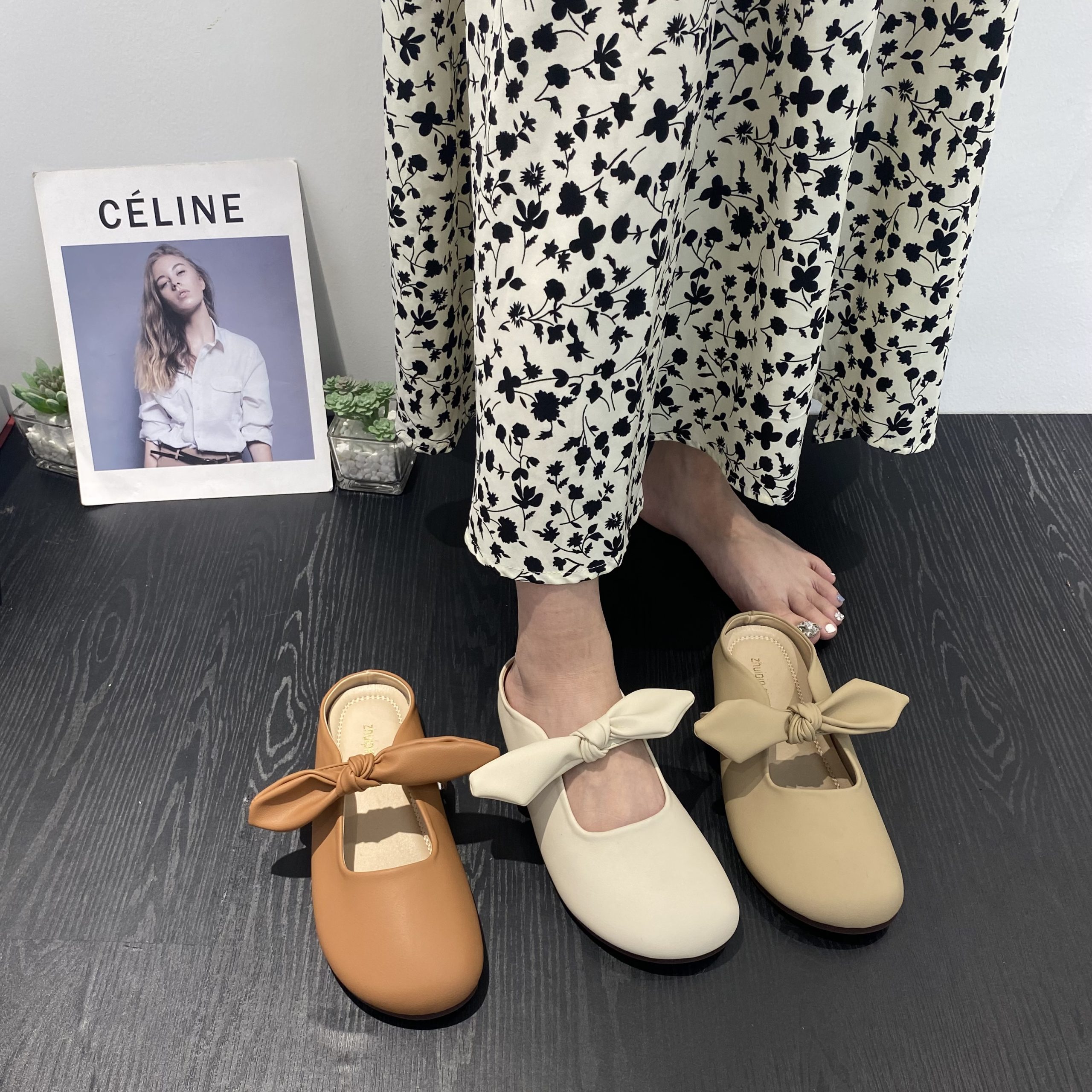 Bow Round Toe Flat Shoes Women 2023 Spring Retro Literary Student Cute Fairy Soft Leather Granny Shoes - Style 67cffd - Image 3
