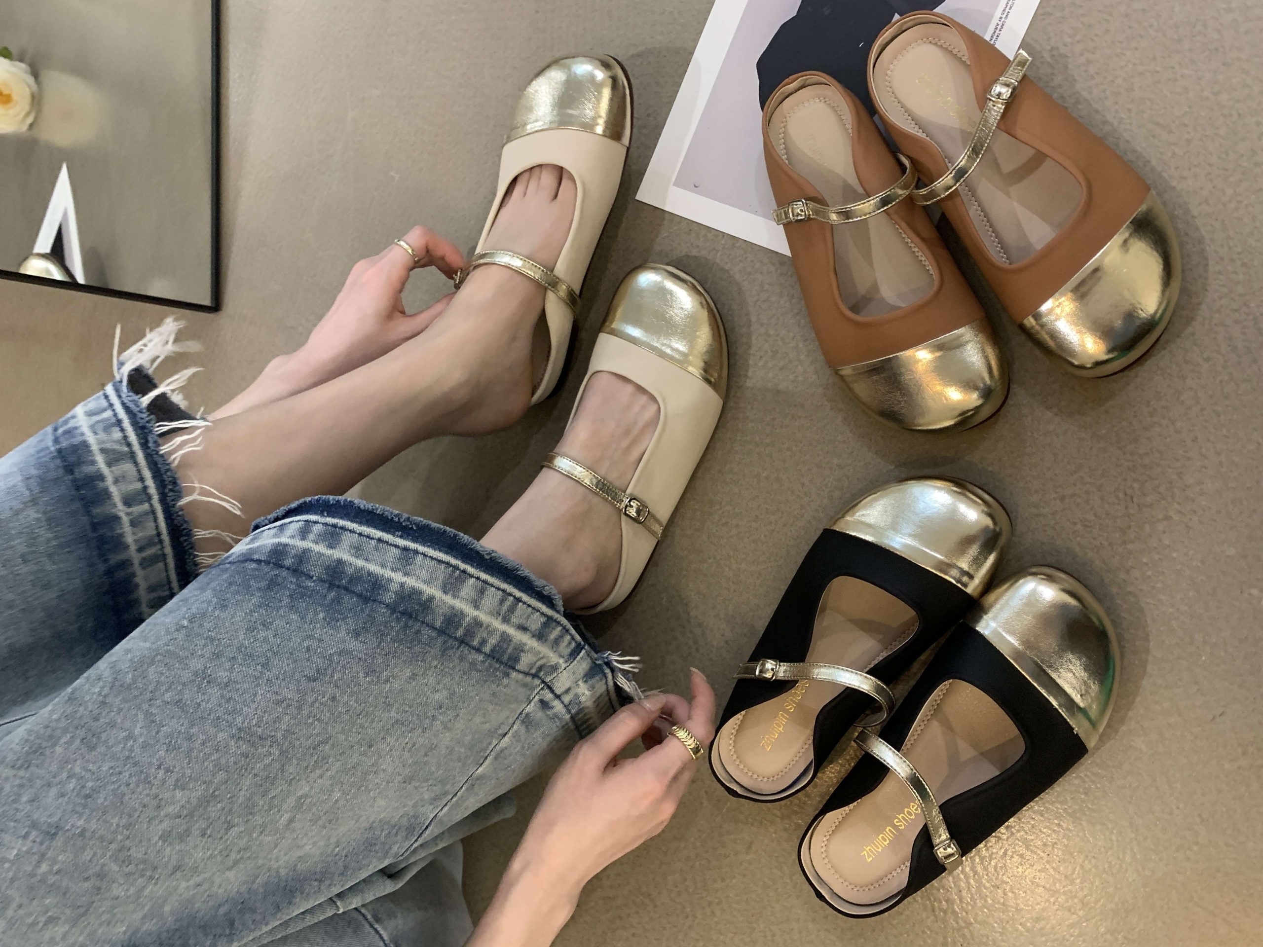 Chanel Style Round Toe Flat Shoes for Women 2023 Spring Retro Student Cute Fairy Soft Leather Granny Shoes