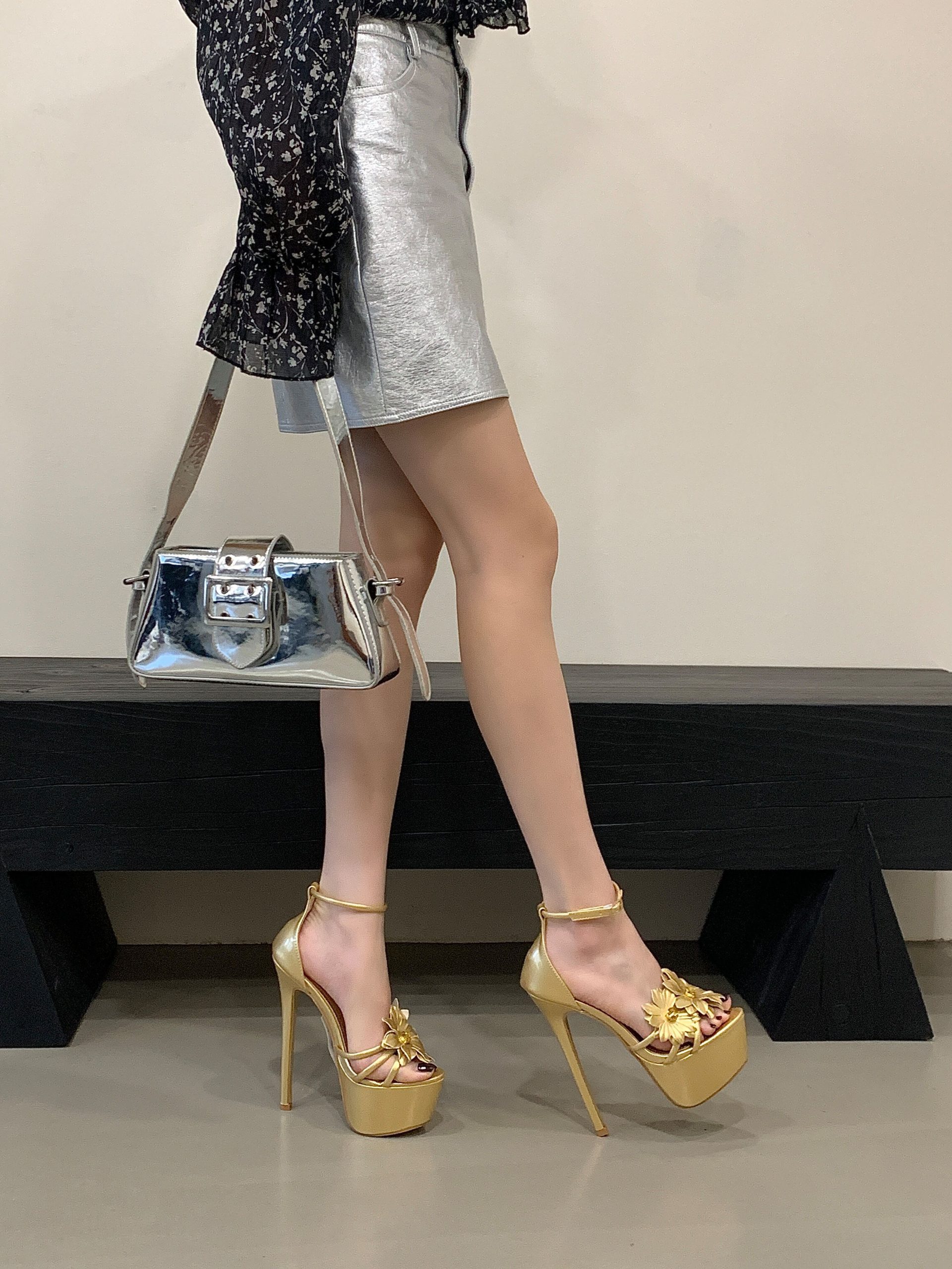 New Sunflower Rhinestone 16CM High Heel Platform Sandals 35-42 - Image 3