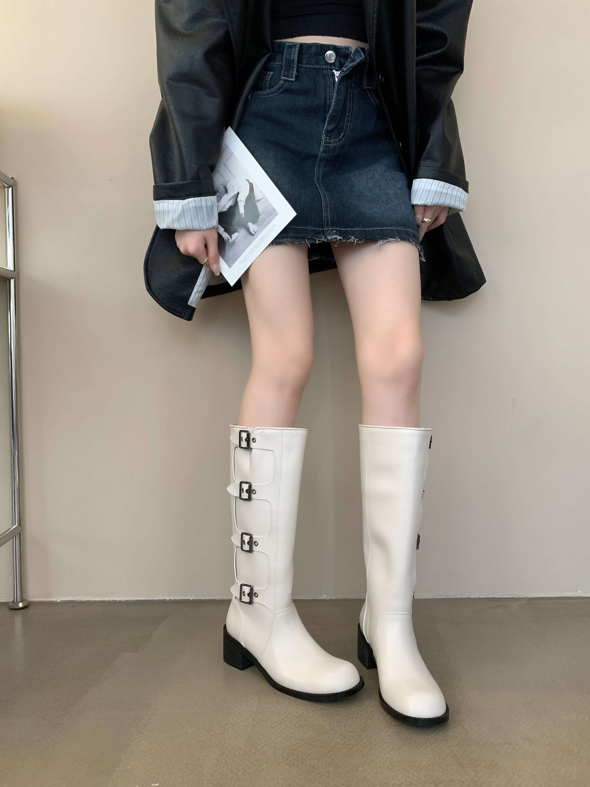 Sweet Cool Chunky Heel Tall Boots Square Toe Sleeve Motorcycle Rider Boots Women Brown Western Cowboy Boots Not Over Knee - Image 3