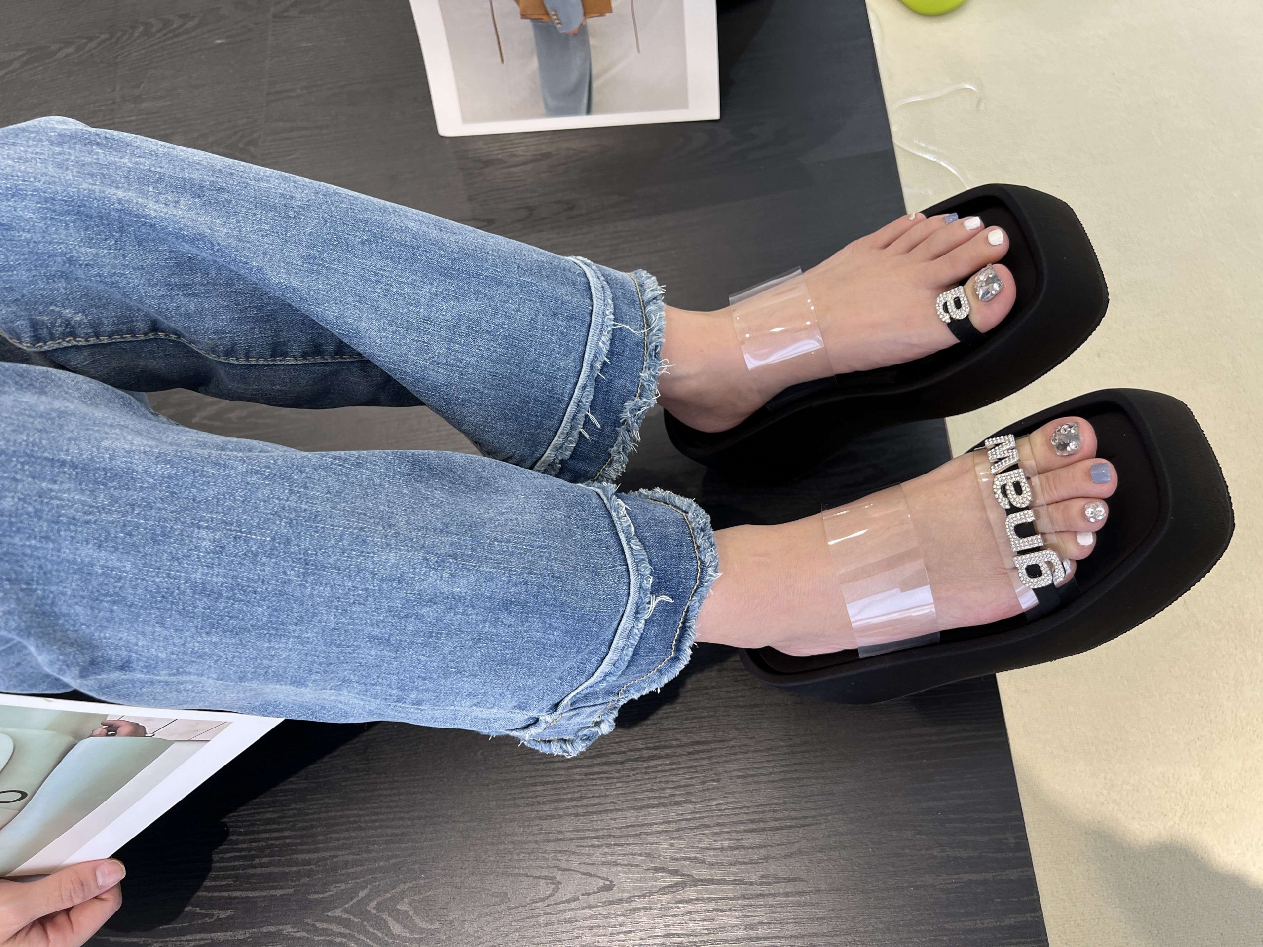 Thick Sole Queen Water AW Letter Strap Slippers 2023 Summer Street Style Hot Sale Platform Sole Women's Slippers Height Increasing - Image 5
