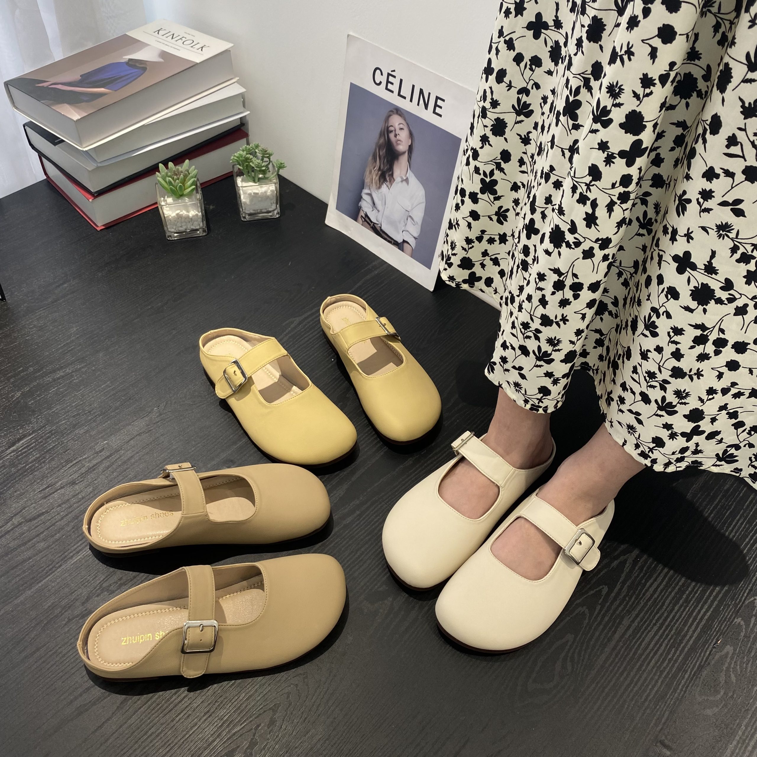 Women’s 2023 New Arrival Mary Jane Slippers – Slip-On Flat Shoes with Soft Sole and Leather, Korean Style