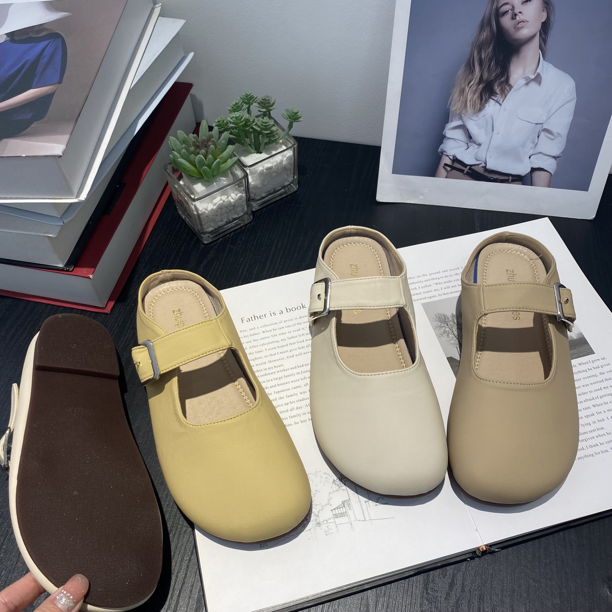 Women's 2023 New Arrival Mary Jane Slippers - Slip-On Flat Shoes with Soft Sole and Leather, Korean Style - Image 5
