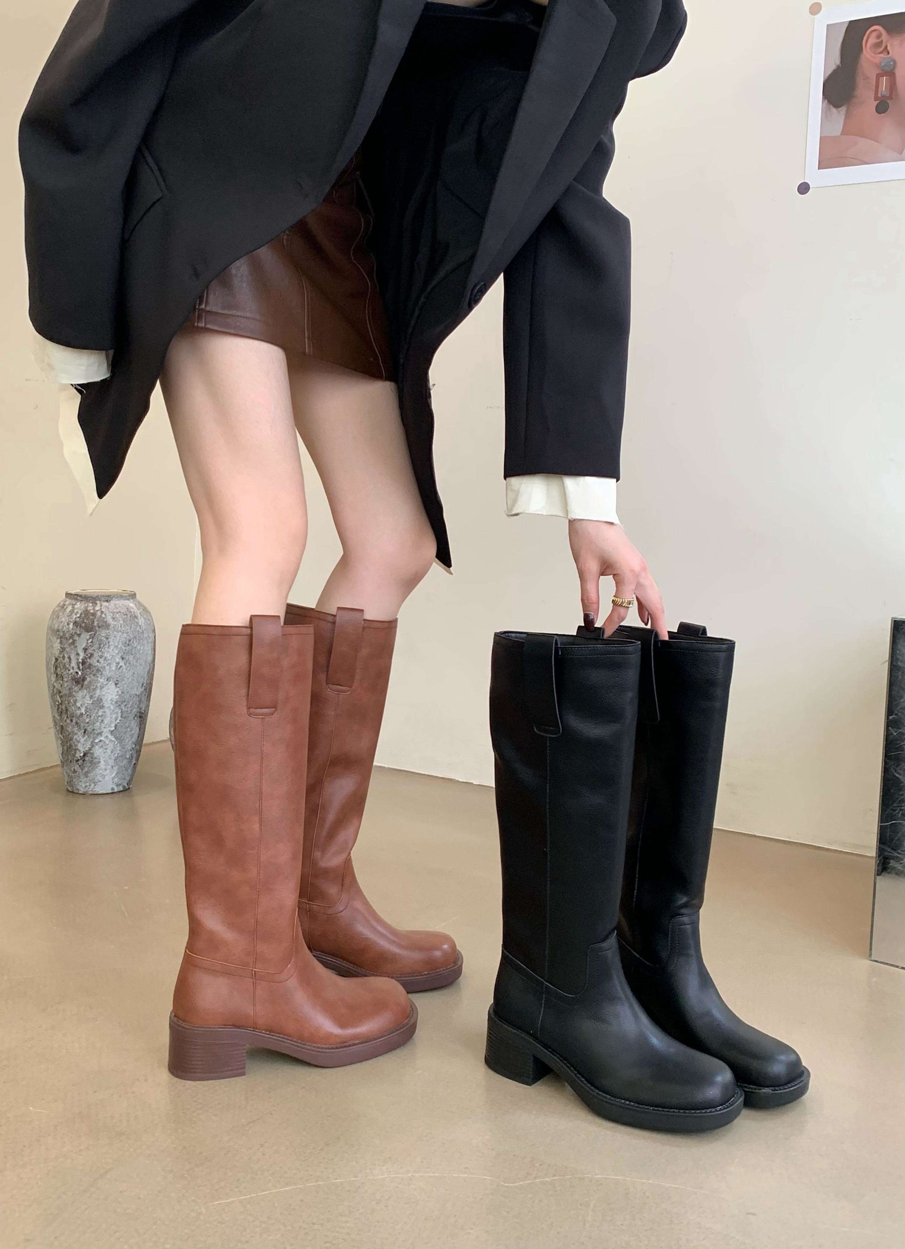 Women's 2023 New Style Knight Boots Chunky Heel Tall Boots Over Knee High Chelsea Boots Slim Thick Sole Long Boots European and American Style - Image 2